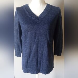 Elegant Navy V-Neck Sweater for Women